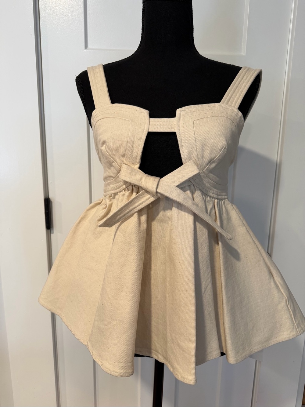 Marissa Webb Cream Tie-Front Peplum Camisole